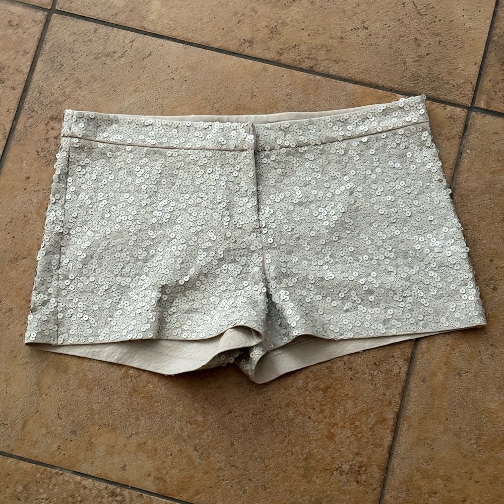 Express High Waist Sequin Silver Shorts